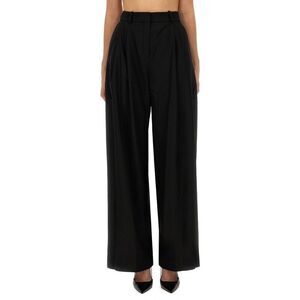 NINA RICCI High-Waisted Pleated Wide-Leg Trousers Women BLACK Pants
